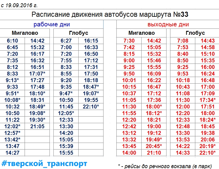 Расписание автобусов в Твери